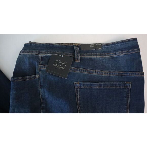 John Mark Women's Plus Sz 22W Dark Blue Frayed Hem Denim Boyfriend Jeans $119 - Picture 6 of 11
